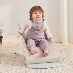 BabyBjörn Bliss Skråstol 3D Jersey inkl. Sjove Øjne, Lysbeige/Pastel