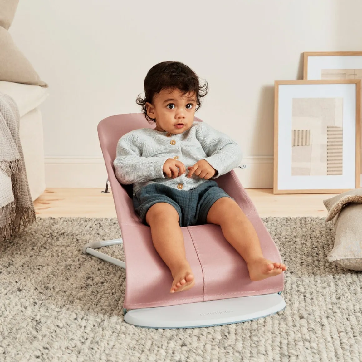 BabyBjörn Bliss Skråstol Woven Bladmønstret Quilt, Gammelrosa