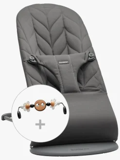 BabyBjörn Bliss Skråstol Woven Bladmønstret Quilt inkl. Sjove Øjne, Antracitgrå