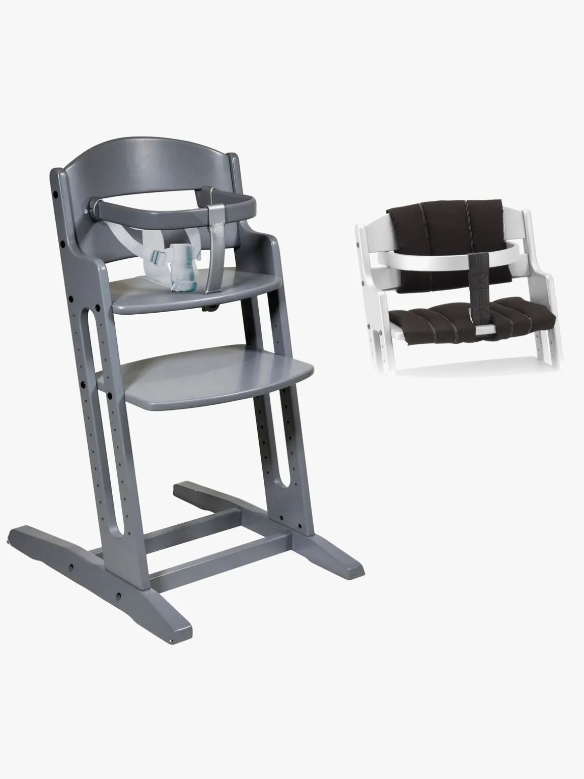 BabyDan Danstolen Højstol m. Hynde, Grå/Sort
