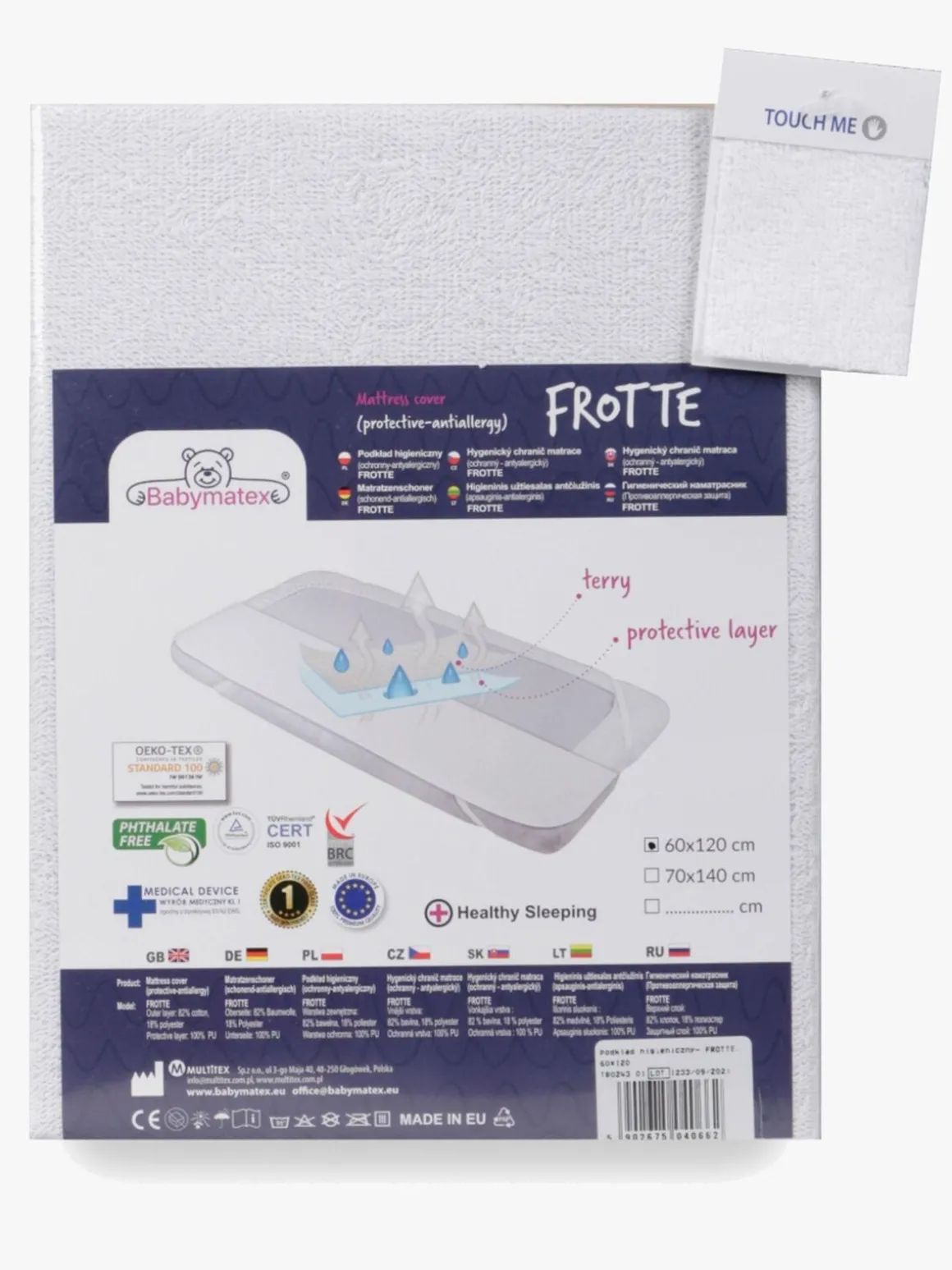 BabyMatex Hygienic Rullemadras for tremmeseng 60x120 cm Vandtæt, Hvid