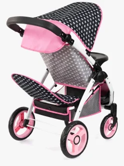 Bayer Design Twin Star Tvillingedukkevogn, Sort/Lyserød