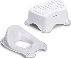 Beemoo CARE Anti-Slip Toiletsæde & Skammel, Hvid