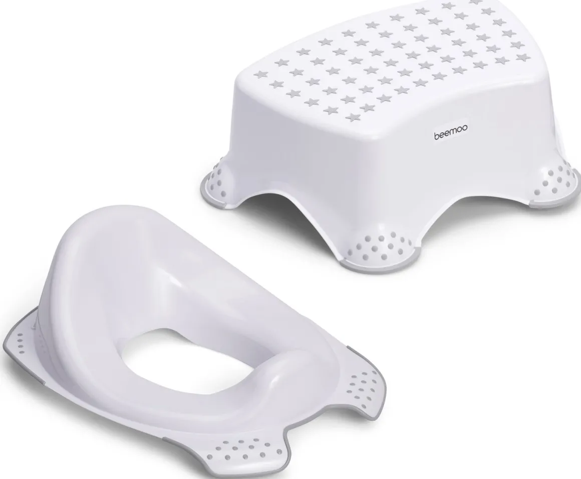 Beemoo CARE Anti-Slip Toiletsæde & Skammel, Hvid