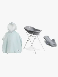 Beemoo CARE Badekar med Stativ Inkl. Badestol & Badekåbe, Grey/Blue