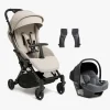Beemoo Easy Fly Lux 4 Klapvogn inkl Route i-Size Autostol Baby, Sand Beige/Mineral Grey