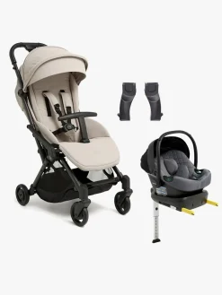 Beemoo Easy Fly Lux 4 Klapvogn inkl Route i-Size Autostol Baby & Base, Sand Beige/Mineral Grey