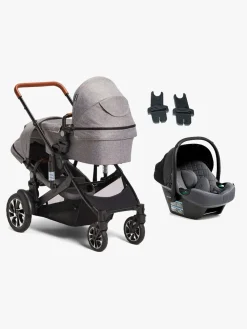 Beemoo Maxi 4 Twin Søskendevogn inkl. Route i-Size Autostol Baby, Grey/Mineral Grey