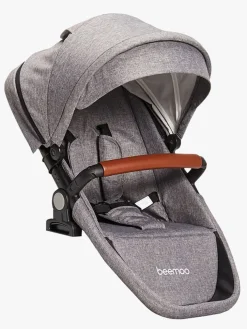Beemoo Maxi 4 Twin Søskendevogn inkl. Ekstra Søskendesæde & Route i-Size Autostol Baby & ISOFIX Base, Grey/Black Stone
