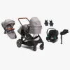 Beemoo Maxi 4 Twin Søskendevogn inkl. Ekstra Søskendesæde & Cybex Aton B2 i-Size Autostol Baby & Base, Grey/Volcano Black