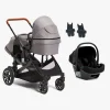 Beemoo Maxi 4 Twin Søskendevogn inkl. Route i-Size Autostol Baby, Grey/Black Stone