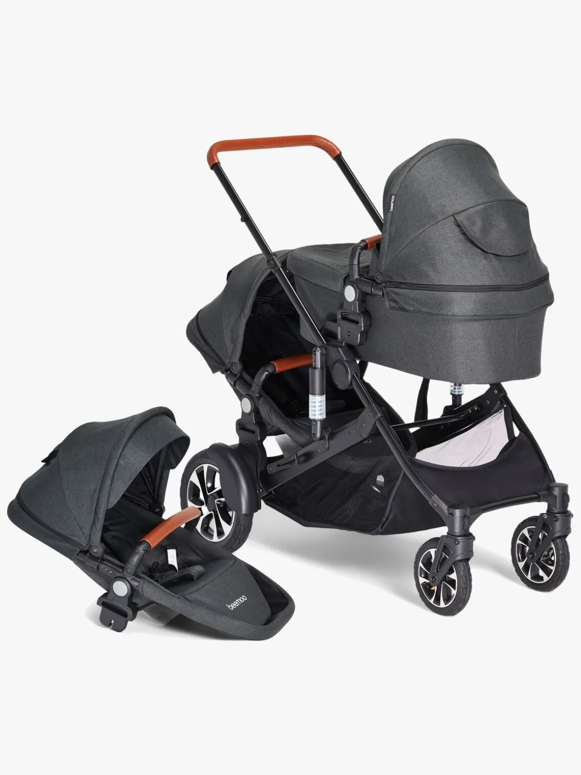 Beemoo Maxi 4 Twin Søskendevogn inkl. Søskendeklapvognsdel, Black/Black