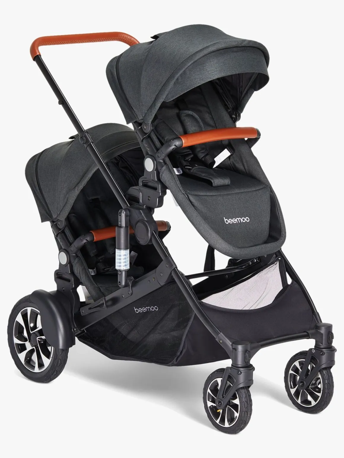Beemoo Maxi 4 Twin Søskendevogn inkl. Søskendeklapvognsdel, Black/Black