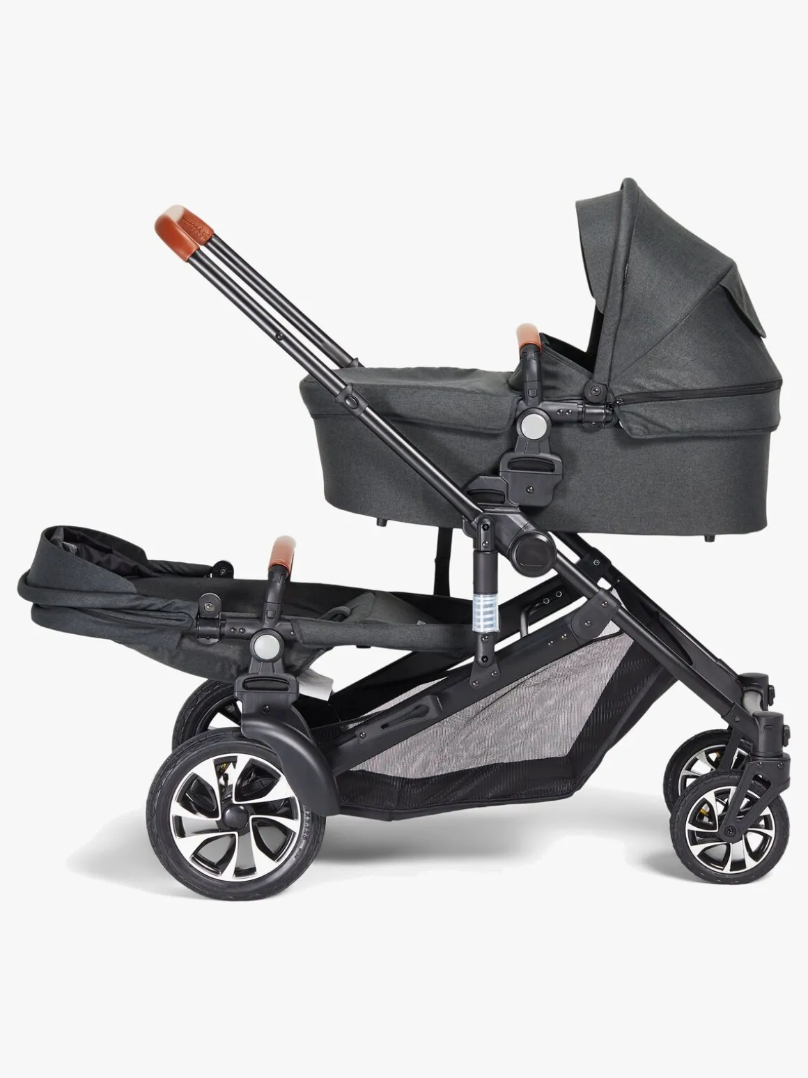 Beemoo Maxi 4 Twin Søskendevogn inkl. Søskendeklapvognsdel, Black/Black