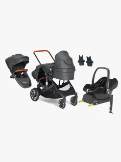 Beemoo Maxi 4 Twin Søskendevogn inkl.  Ekstra Søskendesæde & Maxi-Cosi CabrioFix i-Size Autostol Baby & Base, Black