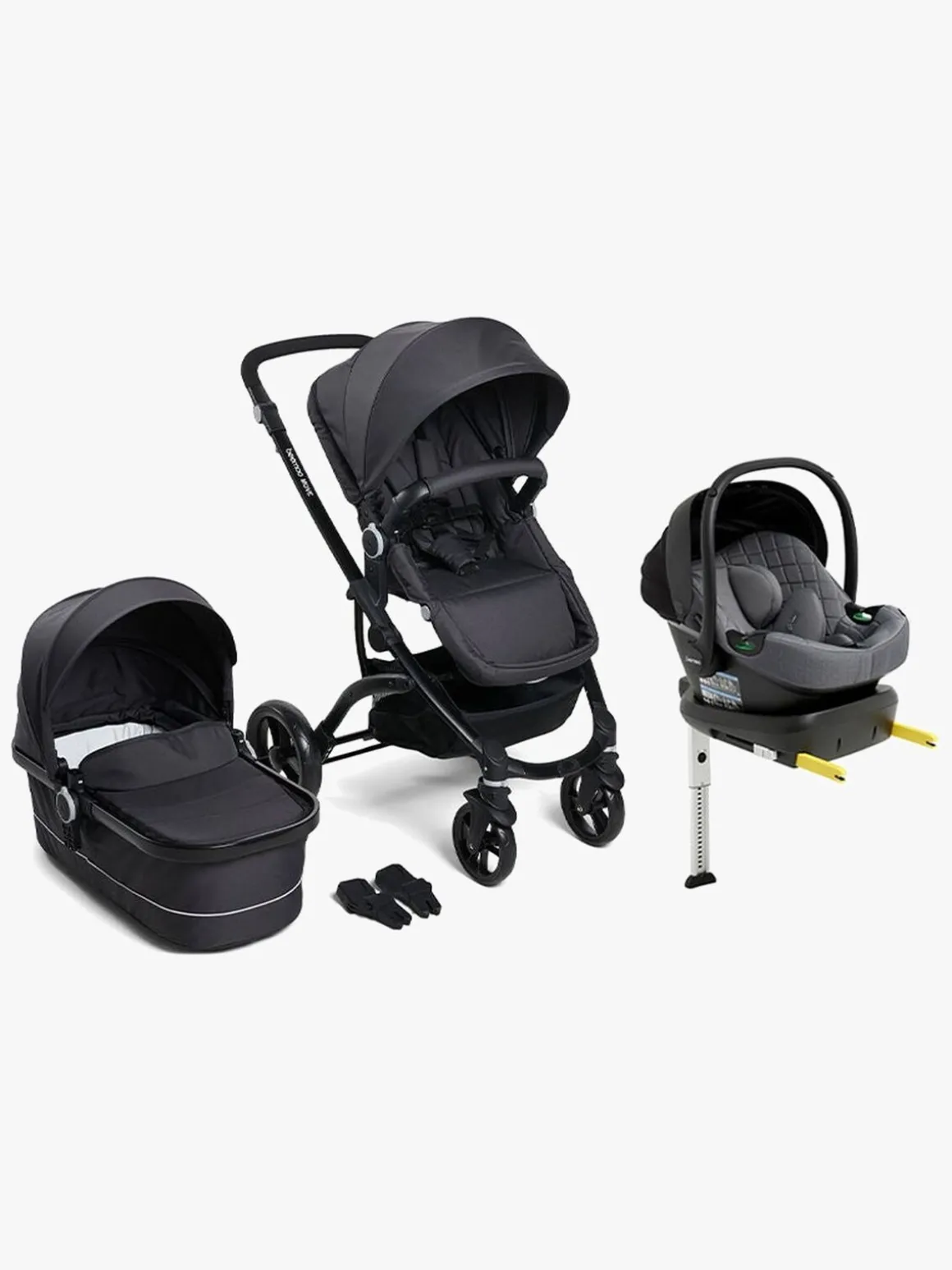 Beemoo Move Duo Kombivogn inkl. Route i-Size Autostol Baby & ISOFIX Base, Asphalt/Mineral Grey