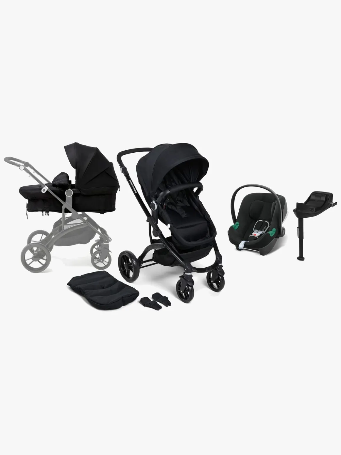 Beemoo Move 2-in-1 Kombivogn inkl. Cybex Aton B2 i-Size Autostol Baby & Base, Black/Volcano Black