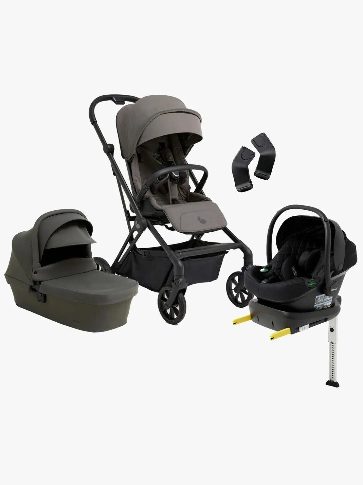 Beemoo Pro Twist Duovogn inkl. Beemoo Route Autostol Baby & Base, Mocha Grey/Black Stone