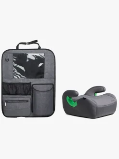 Beemoo Raise 2 i-Size Selepude inkl. Beemoo Deluxe Sædebeskytter med Opbevaring, Mineral Grey