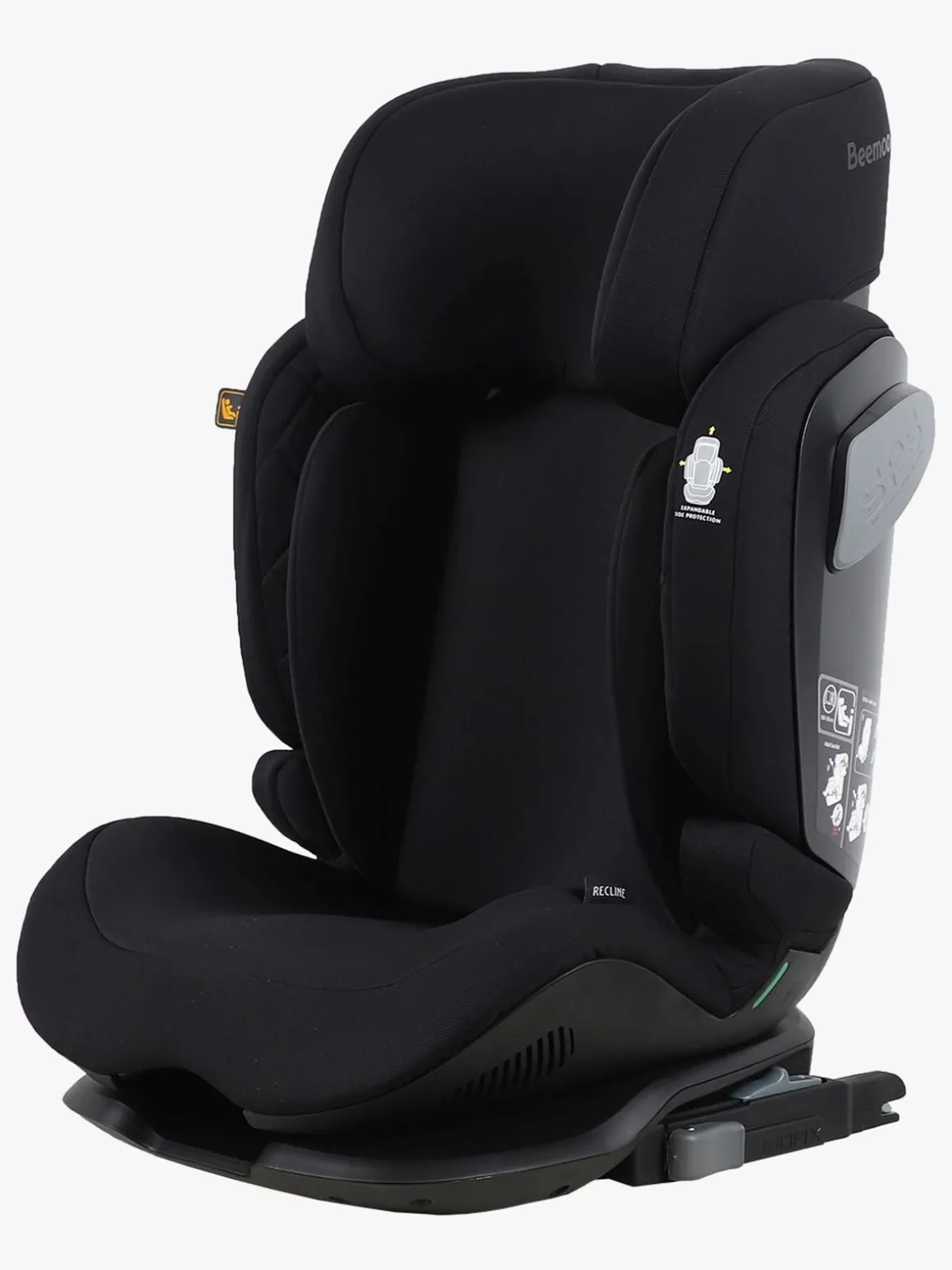 Beemoo Recline i-Size Autostol inkl. Ventilerende Hynde, Black Stone/Grey
