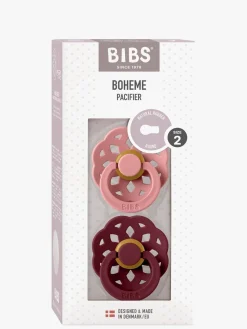 BIBS Boheme Sut 2-Pak Latex Str. 2 Rund, Dusty Pink/Elderberry