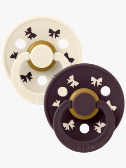 BIBS Colour Holiday Bow Sut 2-pak Latex Str. 2, Ivory/Plum