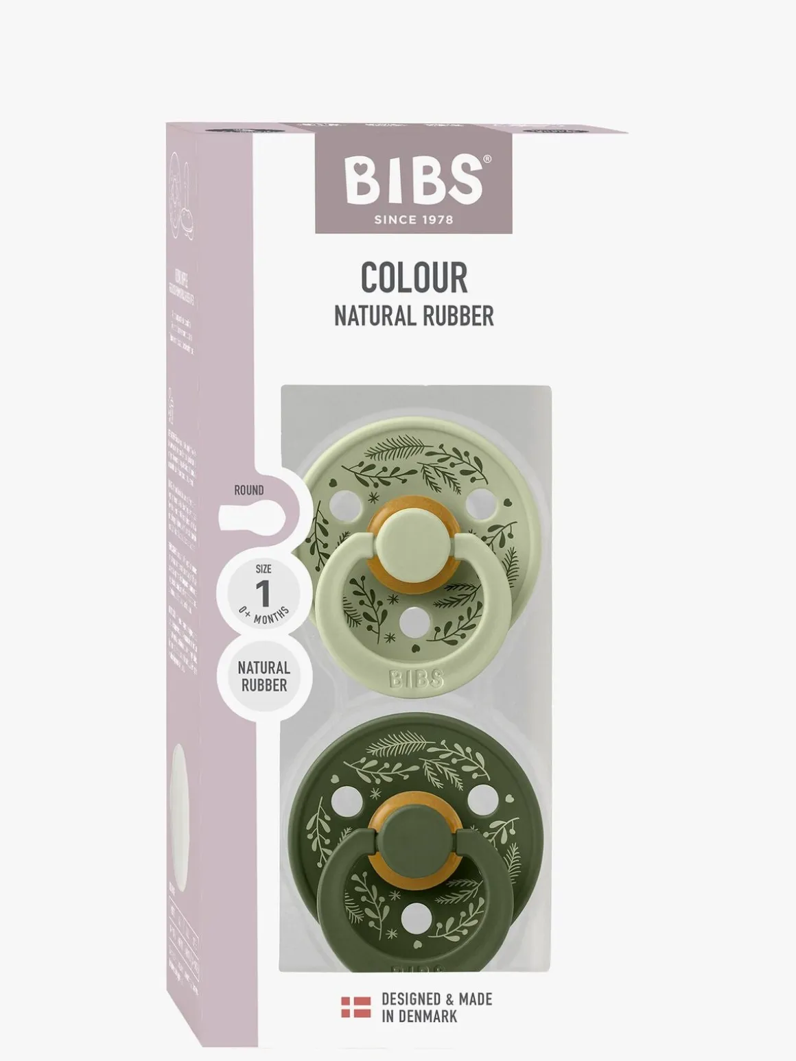 BIBS Colour Holiday Leaf Sut 2-pak Latex Str. 1, Sage/Hunter Green