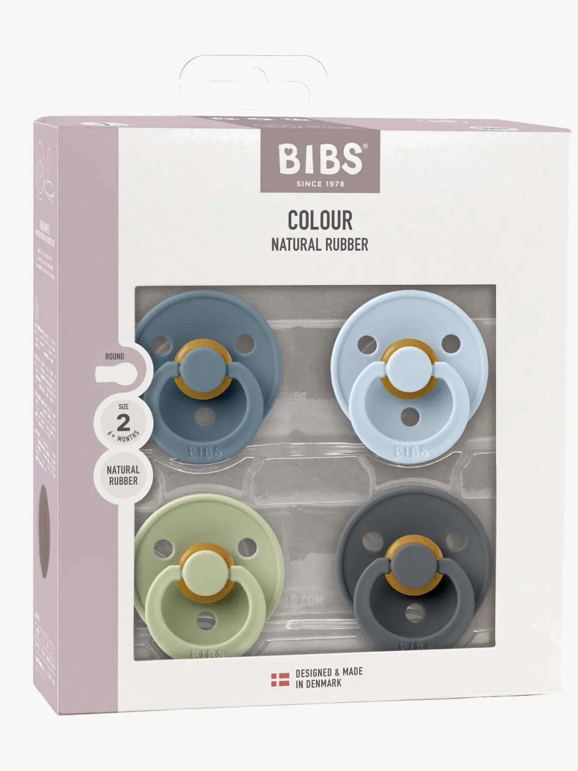 BIBS Colour Sut 4-pak Latex Str. 2, Petrol/Sage/Baby Blue/Iron