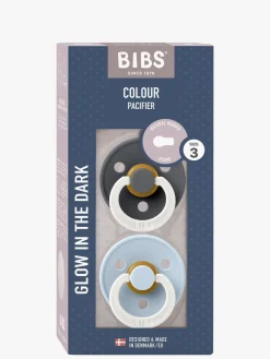 BIBS Colour Sut 2-Pak Latex Str. 3 Rund, Iron GLOW/Baby Blue GLOW