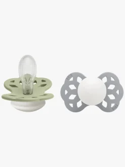 BIBS Infinity Sutter 2-Pak Silikone Str. 2 Symmetrisk, Sage GLOW/Cloud GLOW