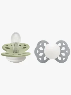 BIBS Infinity Sutter 2-Pak Silikone Str. 1 Symmetrisk, Sage GLOW/Cloud GLOW