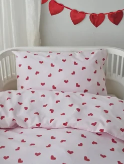 Borganäs Sengesæt Tremmeseng Hjärtrud 2-delt 100x130, Pink