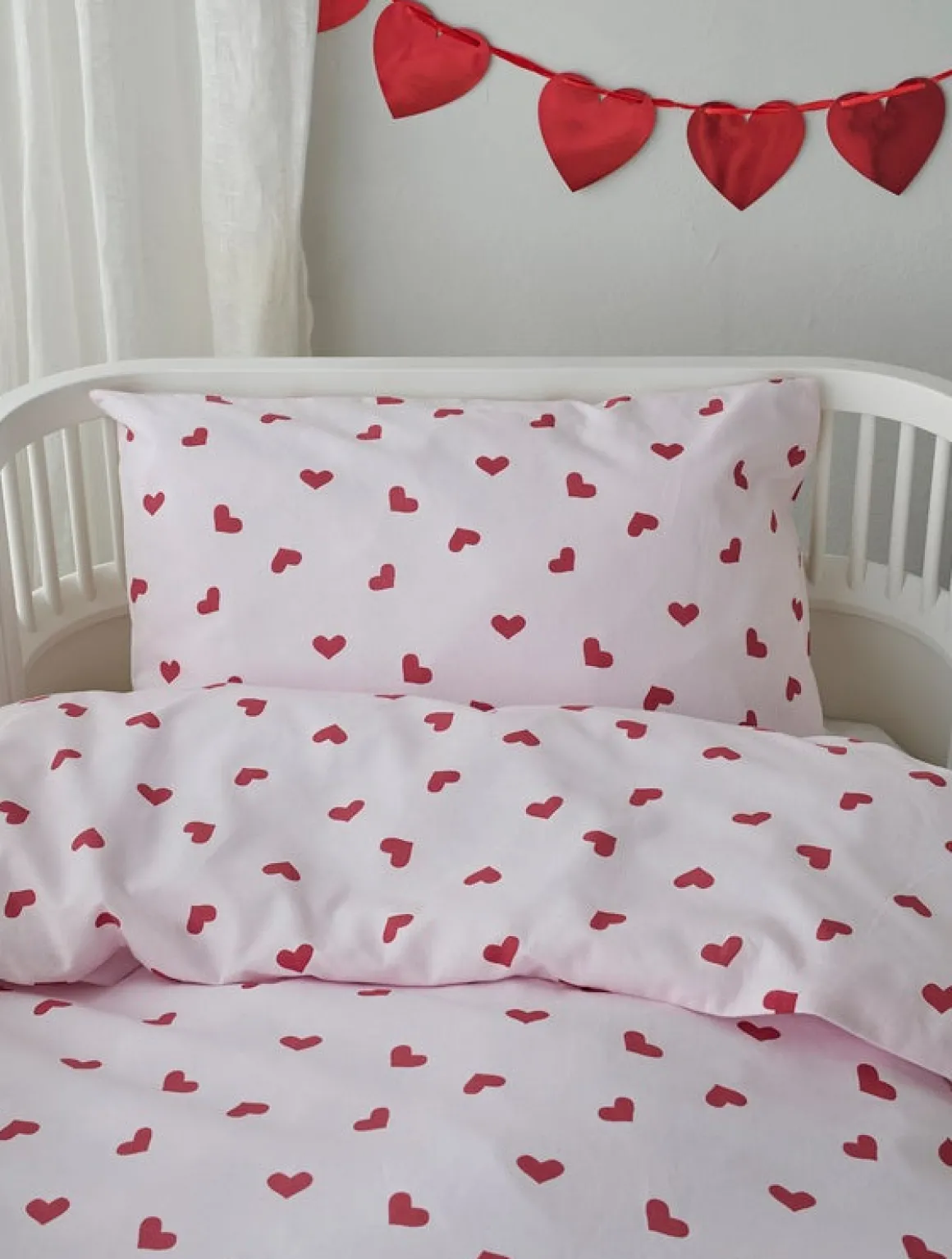 Borganäs Sengesæt Tremmeseng Hjärtrud 2-delt 100x130, Pink