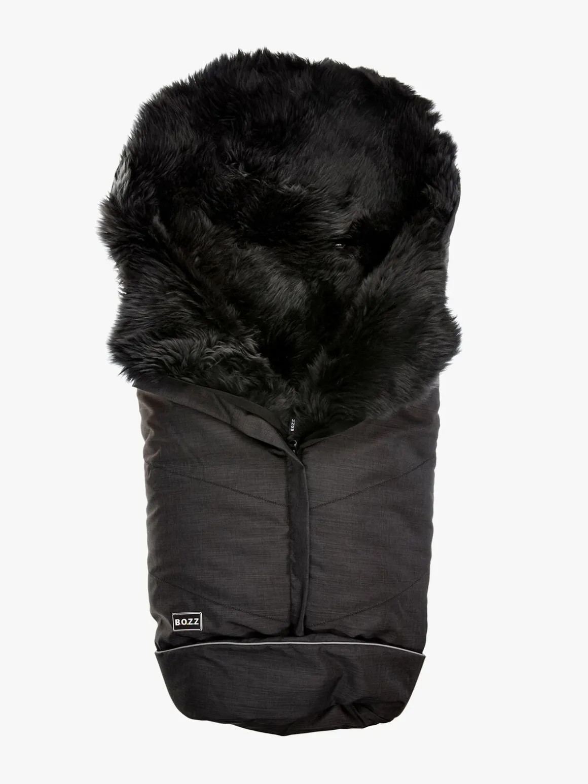 Bozz Lammeskindskørepose Langhåret, Black Melange/Grey