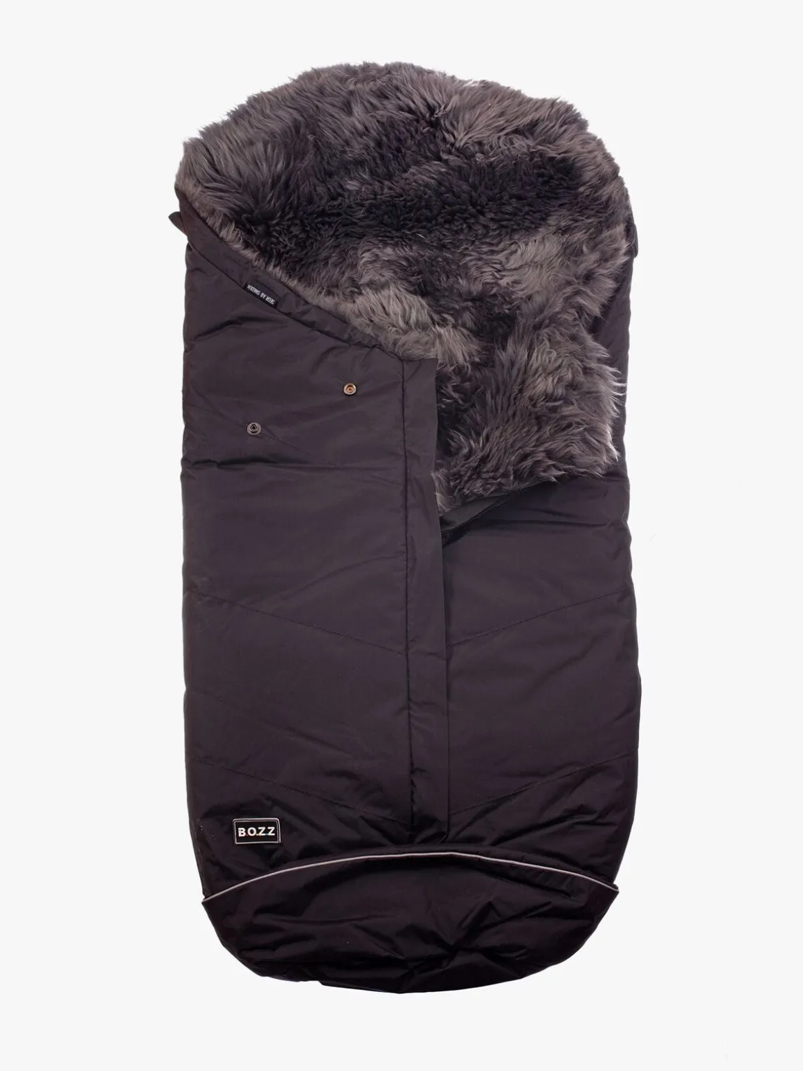 Bozz Lammeskindskørepose Langhåret, Black/Grey