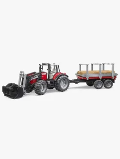 Bruder Massey Ferguson 7480 Traktor m. Frontlæsser & Tømmeranhænger