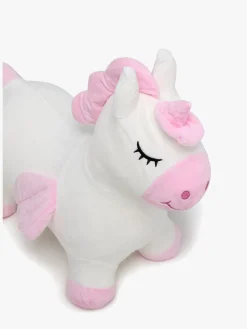 Cloudberry Castle Hoppedyr Enhjørning med Plysbetræk, Hvid