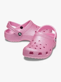 Crocs Classic Glitter Clogs, Pink Tweed Glitter