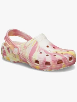 Crocs Classic Glow Marbled Kids Clogs, Daylily/Multi