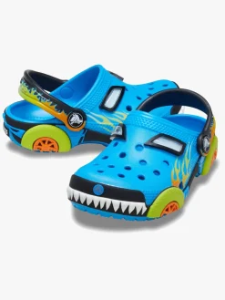 Crocs Classic IAM Monster Truck Kids Clogs, Neon Ocean