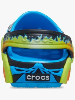 Crocs Classic IAM Monster Truck Kids Clogs, Neon Ocean