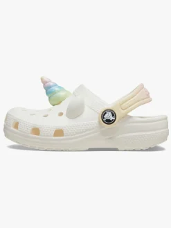 Crocs Classic IAM Rainbow Unicorn Kids Clogs, Chalk