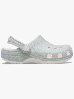 Crocs Classic Iridescent Glitter Kids Clogs, Hvid