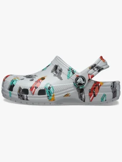 Crocs Classic Race Cars Graphic Kids Clogs, Mirage/Multi