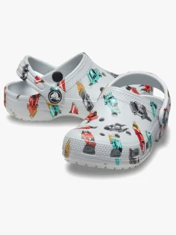 Crocs Classic Race Cars Graphic Kids Clogs, Mirage/Multi