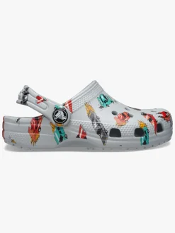 Crocs Classic Race Cars Graphic Kids Clogs, Mirage/Multi