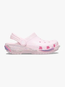 Crocs Classic Star Sparkle Clogs, Pink Milk