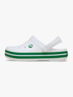 Crocs Crocband Kids Clogs, White/Green Ivy