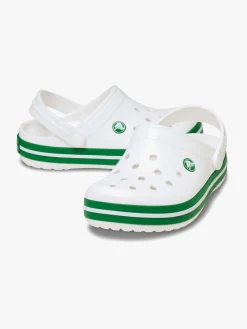 Crocs Crocband Kids Clogs, White/Green Ivy