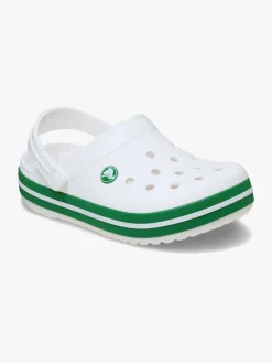 Crocs Crocband Kids Clogs, White/Green Ivy